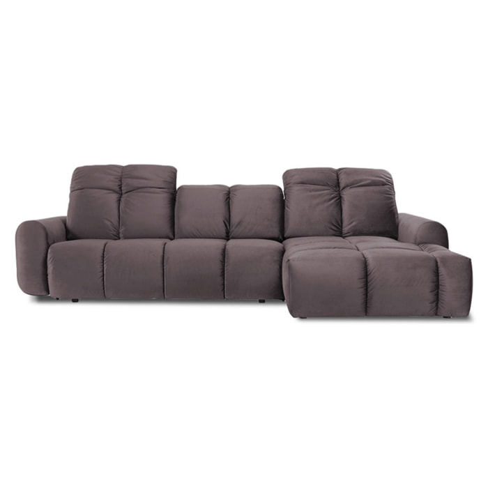 Canapé d'Angle Droit Velours Anacapri, 3 Places, Repose-têtes Ajustables, Style Contemporain