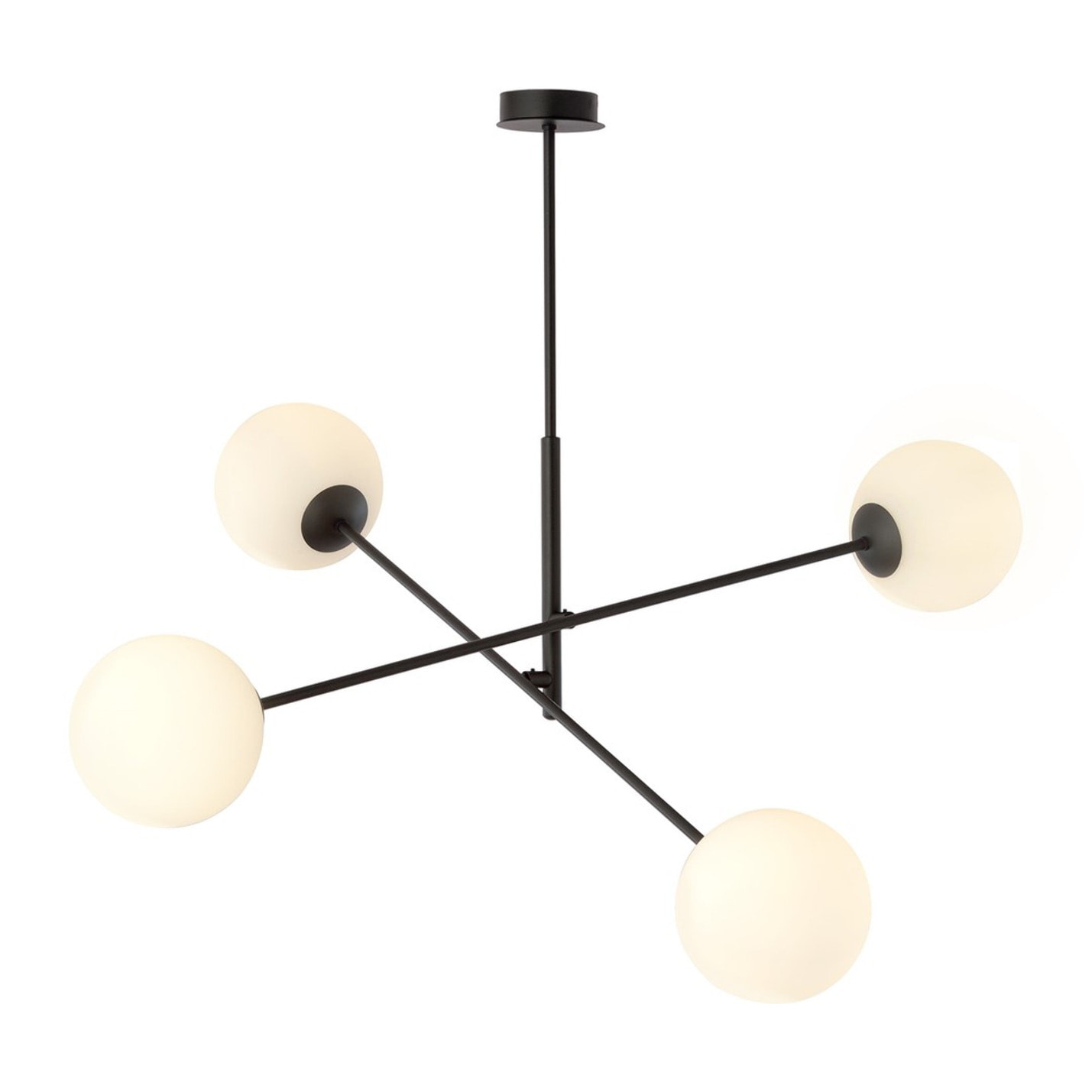 Lampada a sospensione LINEAR in acciaio nero e vetro opalino