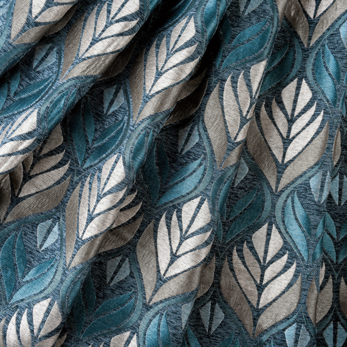 Rideau motif art déco  - Effet velours à oeillets - Bleu