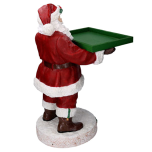 Babbo natale in resina con vassoio verde e rosso cm38x38h64
