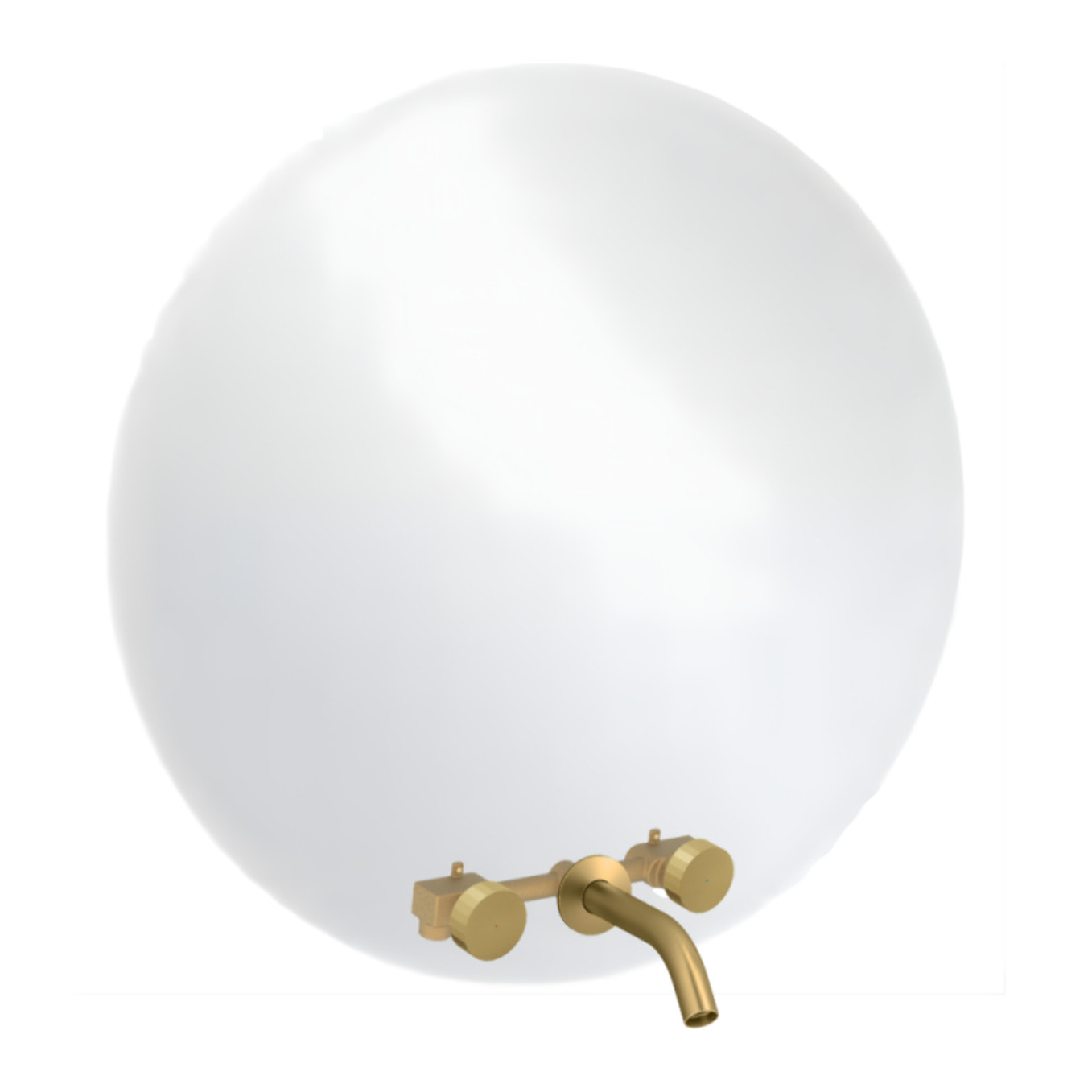 Miroir LED rond 3 trous + mitigeur lavabo encastré 3 trous Grands Boulevards laiton brossé