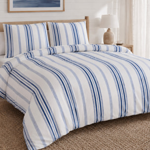 Parure housse de couette 100% percale de coton rayures verticales - MAT
