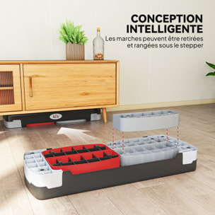 Stepper fitness aerobic - collaboration Aosom.fr x FFHandball - hauteur reglable surface antiderapante - noir gris