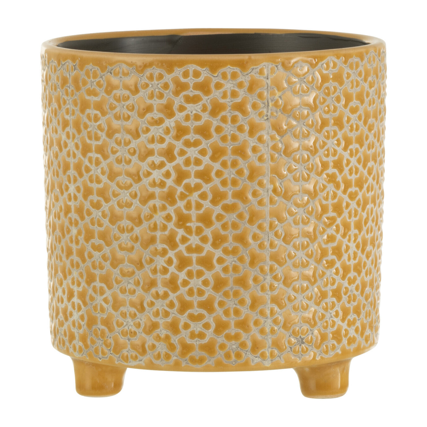 J-Line cache-pot Fleur - céramique - ocre - large - Ø 16.5 cm