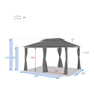 Tonnelle rectangulaire Thira Ardoise