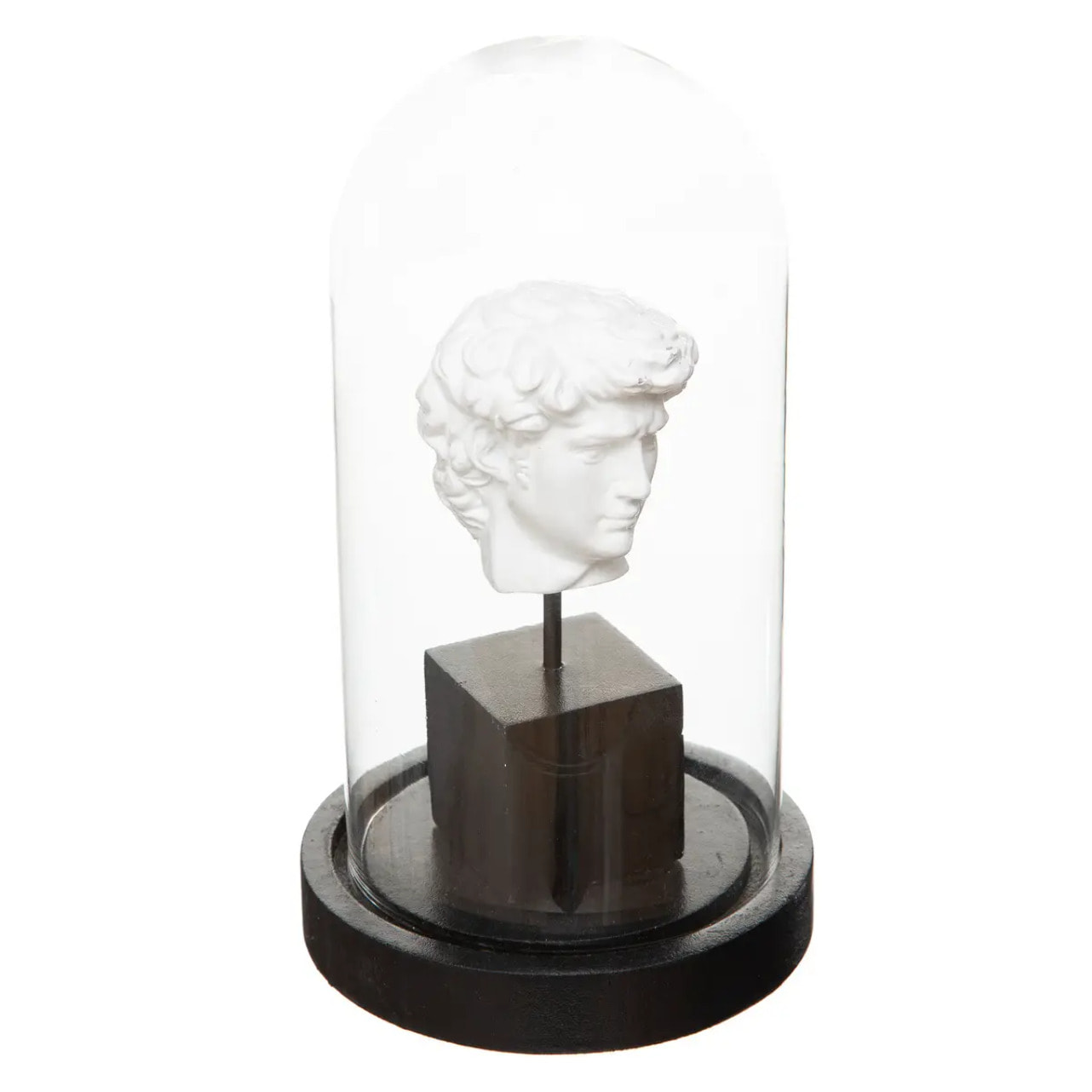 Cloche "David" - résine et verre - noir et blanc - H21 cm