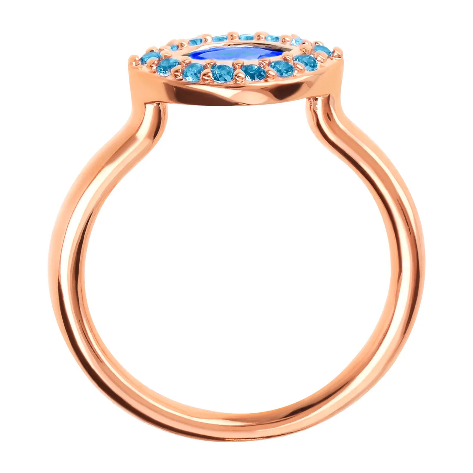 Anello Solitario Marquise con Cubic Zirconia Blu