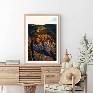 Affiche nature failles et ravins sauvages Affiche + cadre en bois - Chêne
