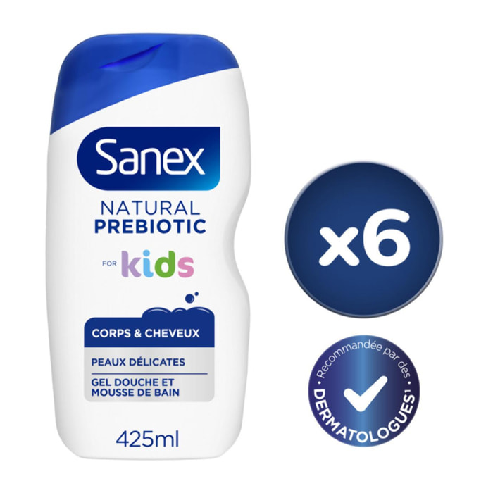 Pack de 6 - Gel douche Sanex Natural Prebiotic Enfants - 425 ml