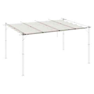 Cubierta para Pérgola Retráctil 3,5x2,5m Toldo con 10 Orificios de Drenaje Crema