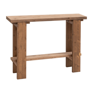 Consola de madera maciza en tono roble oscuro de 120x84cm Alto: 84 Largo: 120 Ancho: 26