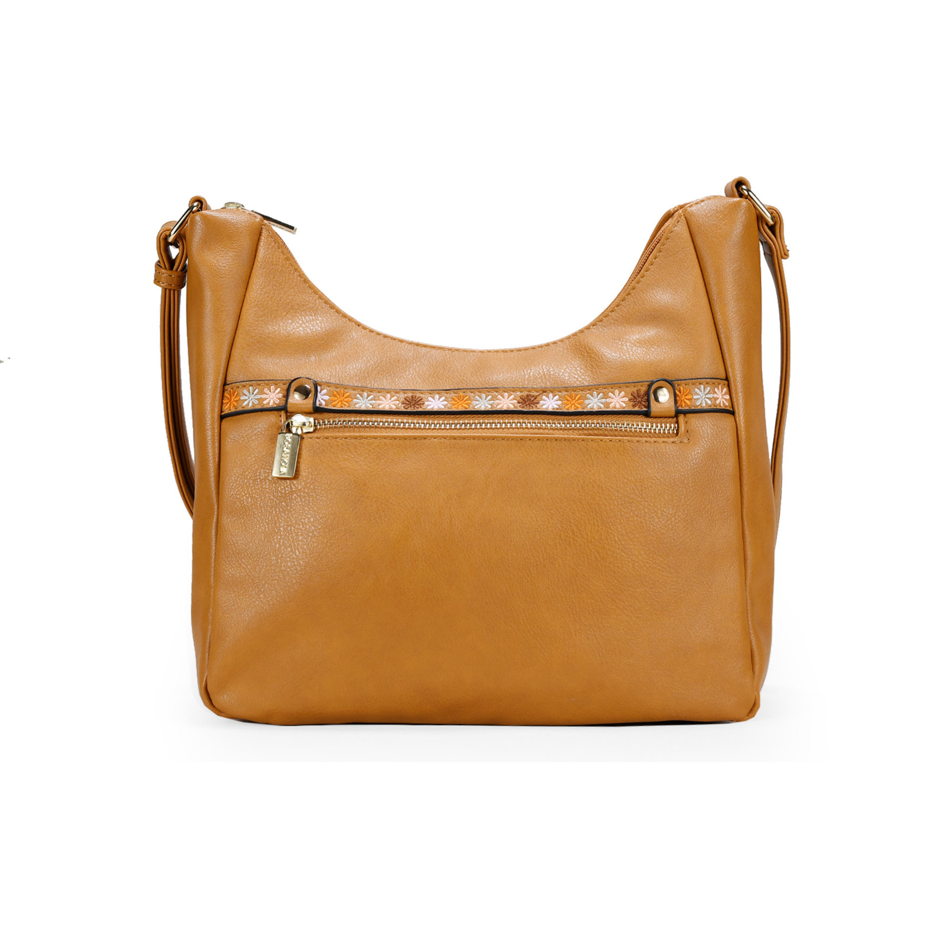 Bolso bandolera marrón con bordado