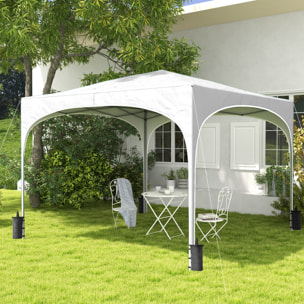 Carpa Plegable 3x3 m Cenador de Jardín Altura Ajustable con Bolsa de Transporte Impermeable Anti-UV y Bolsas de Arena para Exteriores Jardín Patio Blanco