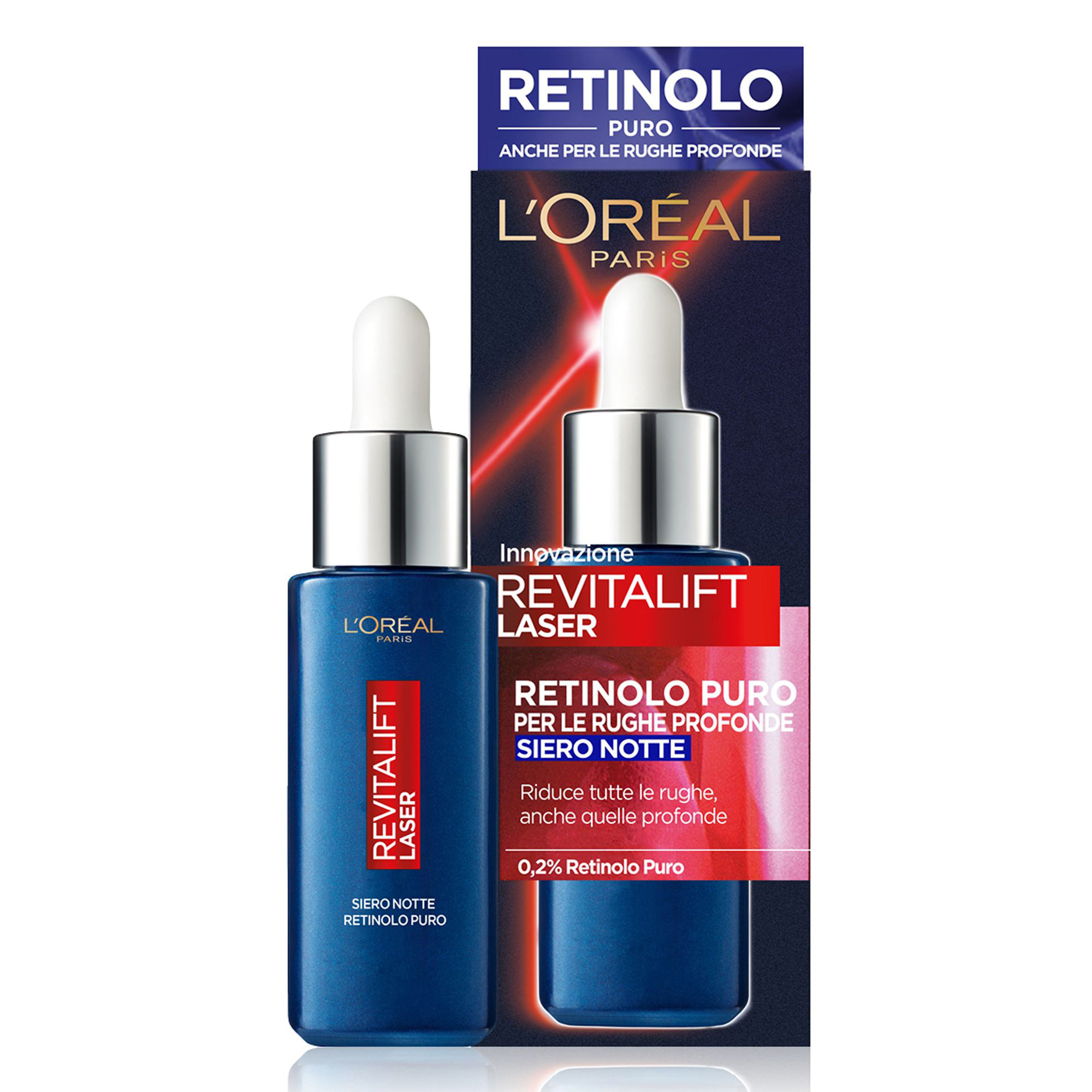 Siero Notte Anti-Rughe Revitalift Laser Trattamento Profondo Viso con Retinolo Puro - Flacone da 30ml