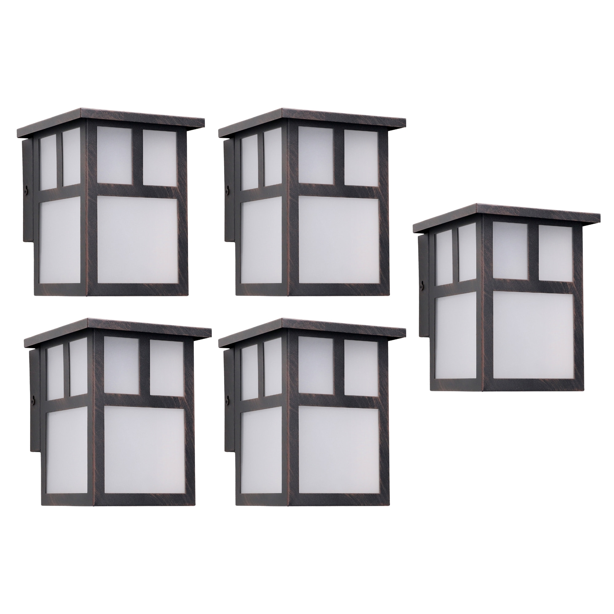 Osaka (5 unidades) Aplique de Pared Exterior Rústico de Estilo Japonés. Bombilla E27. Lámpara Jardín IP23 Marrón Óxido