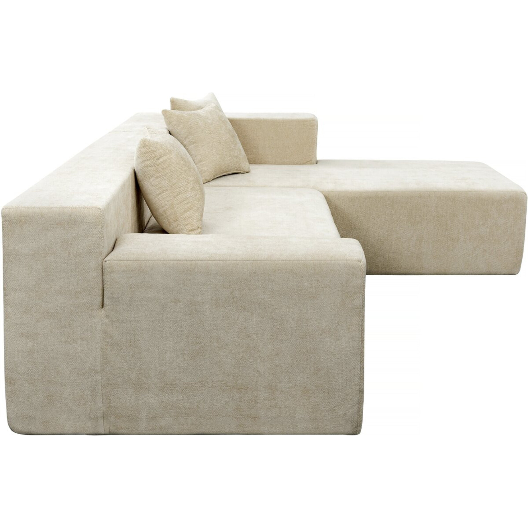 Canapé d'angle en tissu texturé "Tessaro" - 4 places - Beige