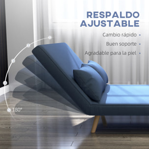 Sofá Cama de 2 Plazas Sofá Cama Plegable Tapizado en Lino con Respaldo Ajustable en 5 Posiciones y 2 Almohadas Sofá Cama Pequeño para Salón 120x75x85 cm Azul Oscuro