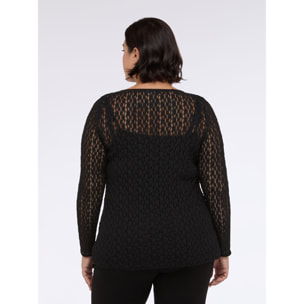 Fiorella Rubino - Camiseta de jersey con trabajo calado - Negro