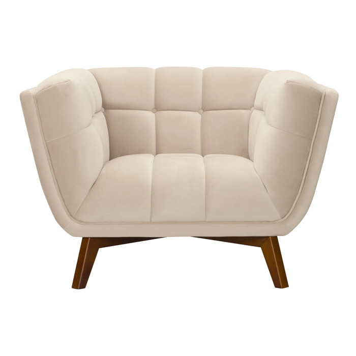 Fauteuil en velours beige - Mona