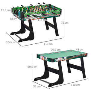 Mesa Multijuegos Plegable 6 en 1 Billar Futbolín Ping Pong Hockey 118x104x71 cm