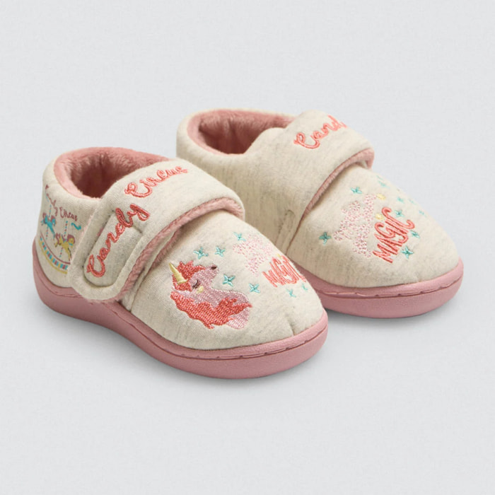 Scarpine per neonato con stampa unicorno e velcro