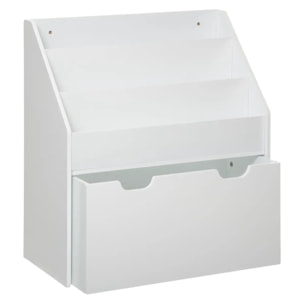 Bibliothèque enfant à roulettes blanc H70cm