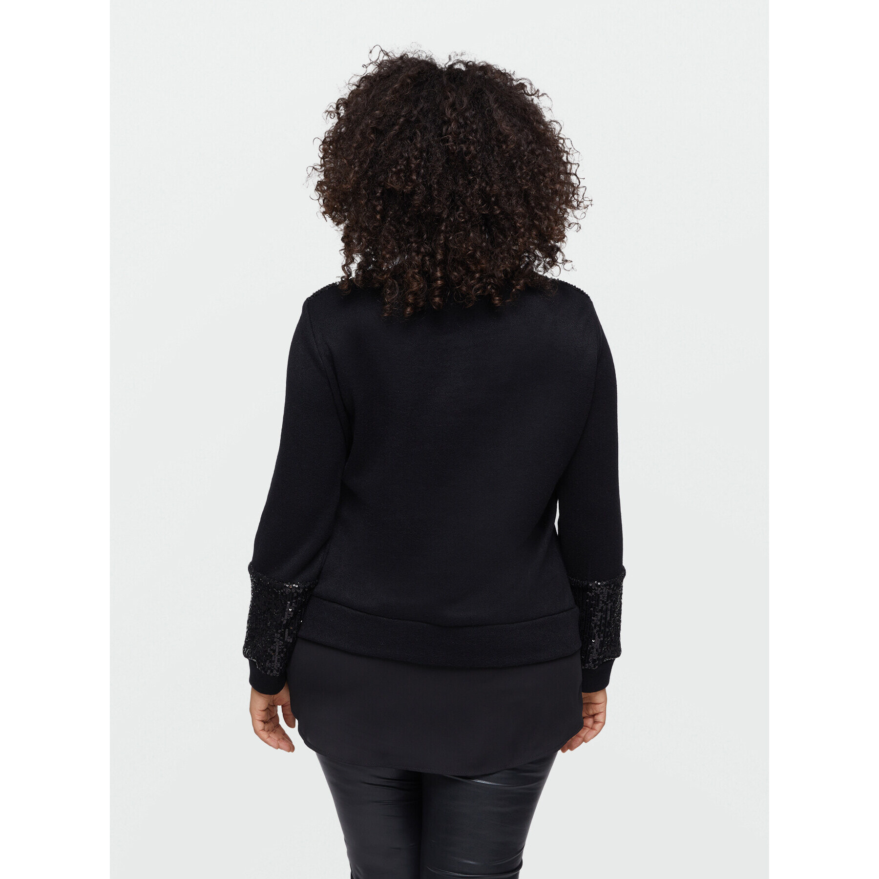 Fiorella Rubino - Maglia con paillettes e inserto in tessuto - Nero