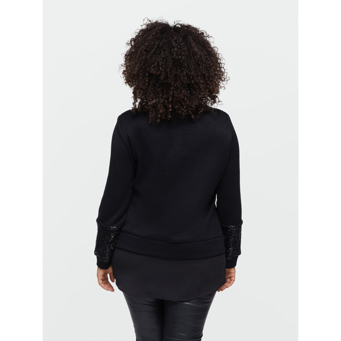 Fiorella Rubino - Maglia con paillettes e inserto in tessuto - Nero