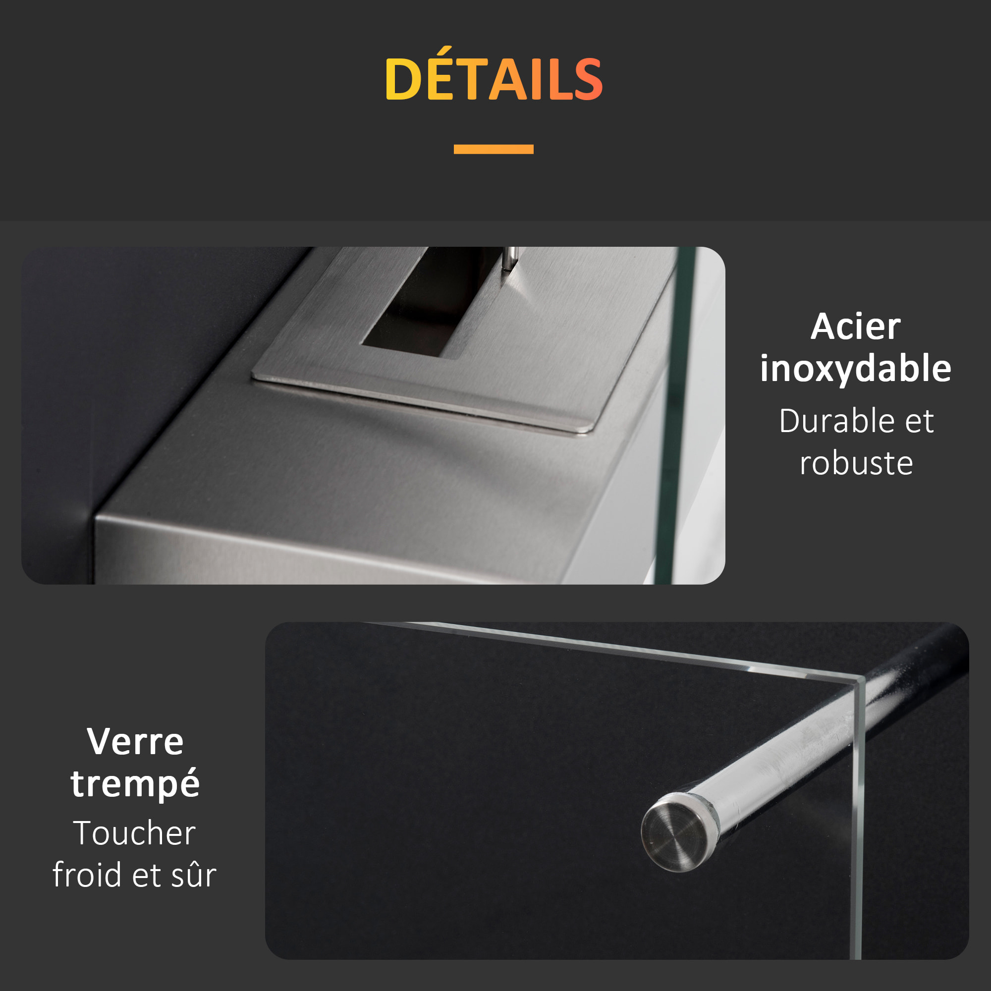 Cheminée bioéthanol murale design contemporain bruleur 0,9 L - couverture 20-25 m² - dim. 60L x 22l x 40H cm