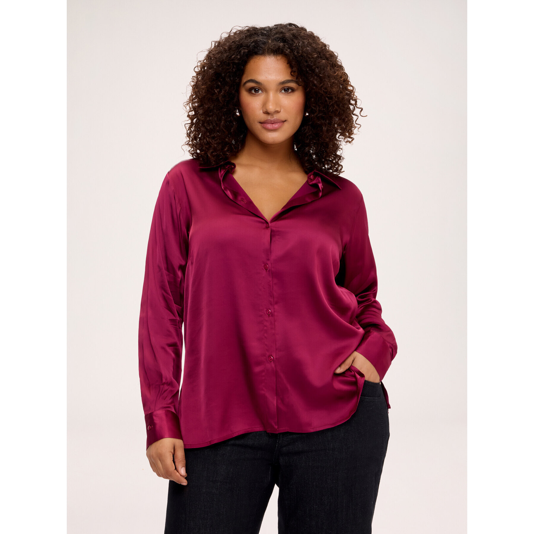 Fiorella Rubino - Camicia in raso di viscosa stretch - Bordeaux