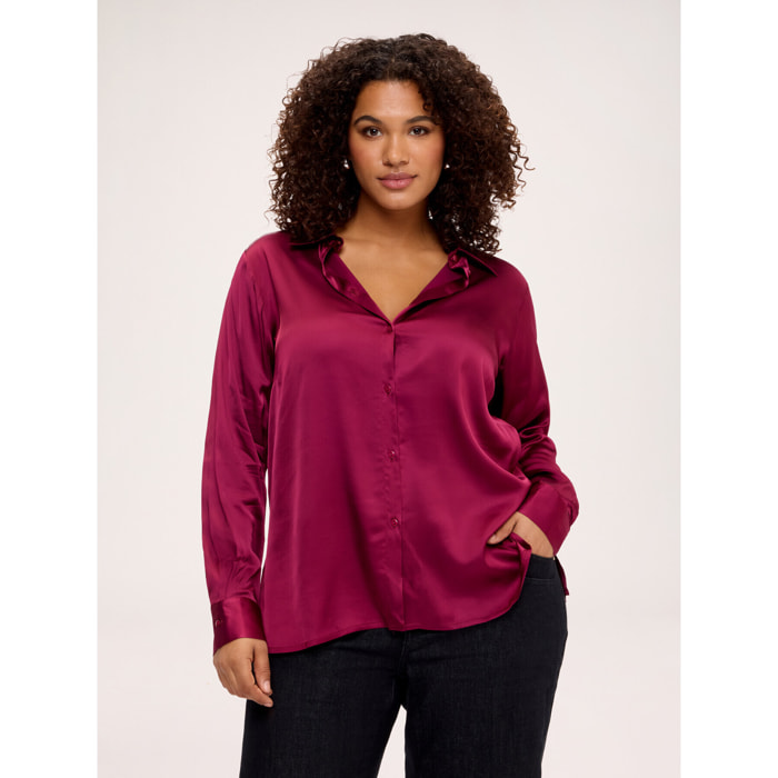 Fiorella Rubino - Camicia in raso di viscosa stretch - Bordeaux