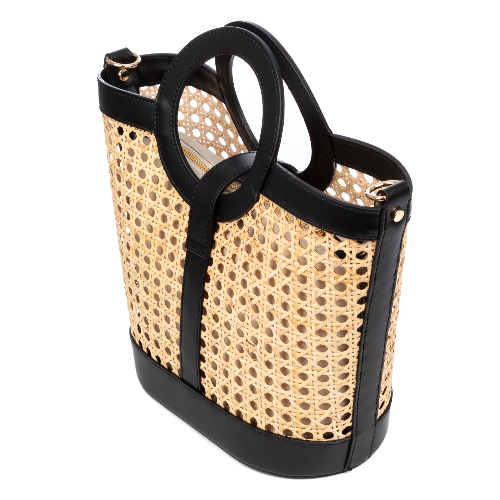 Barbarano borsa tote donna. Pelle autentica combinata con canapa.