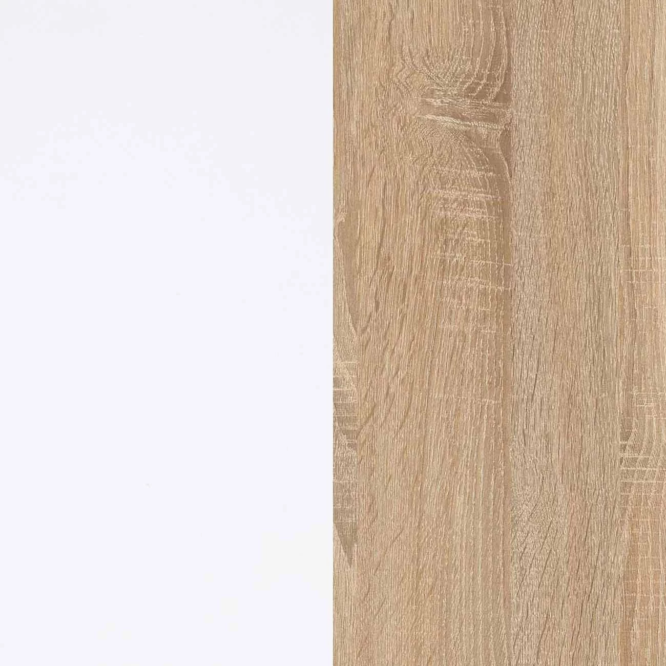 Mesa de comedor extensible en blanco mate y roble canadian 140-190x90 cm Sira Blanco Artik (Blanco Mate) - Roble Canadian