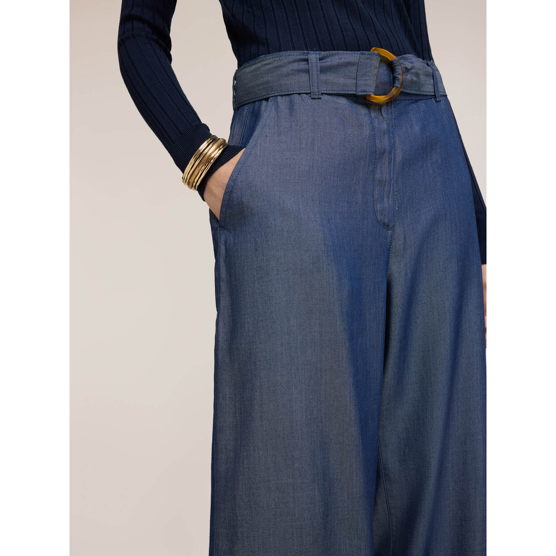 Motivi - Jeans palazzo fluidi in lyocell - Blu