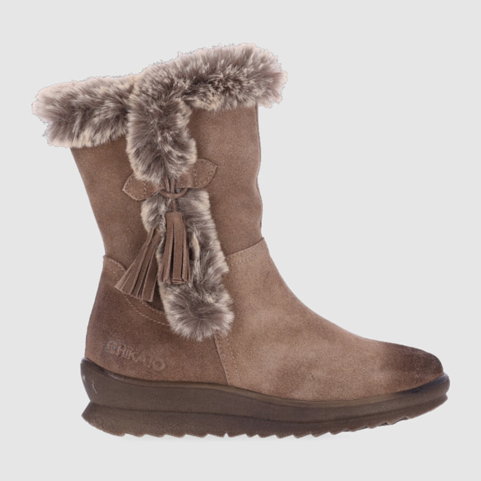 Botines de Serraje - Taupe - Tacón: Bajo