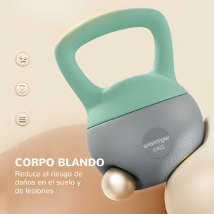 Pesa Rusa 8 kg, Soft Kettlebell Relleno de Arena Metálica y Mango Antideslizante, para Entrenamiento Culturismo en Casa, Gimnasio, Verde Menta y Gris