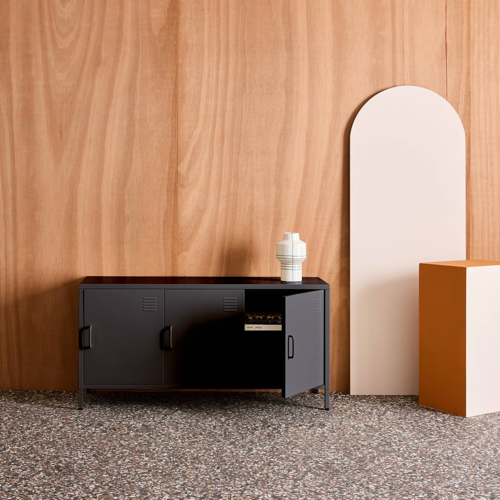 Meuble TV industriel métal 3 portes 120cm ALABAMA