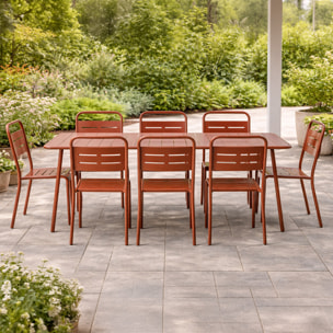 Ensemble table de jardin 160 cm et 6 chaises terracotta EVORA