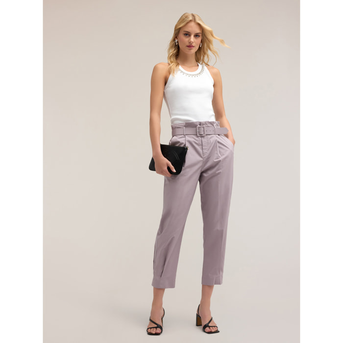 Motivi - Pantalones chinos de pierna ancha - Violeta