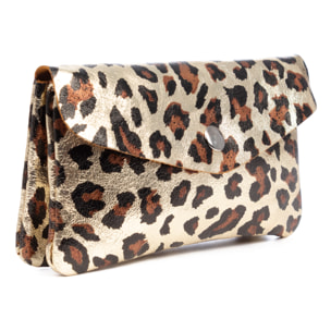 Alseno portafoglio allungato donna. Pelle scamosciata autentica, design stampa animale leopardo, lucido.