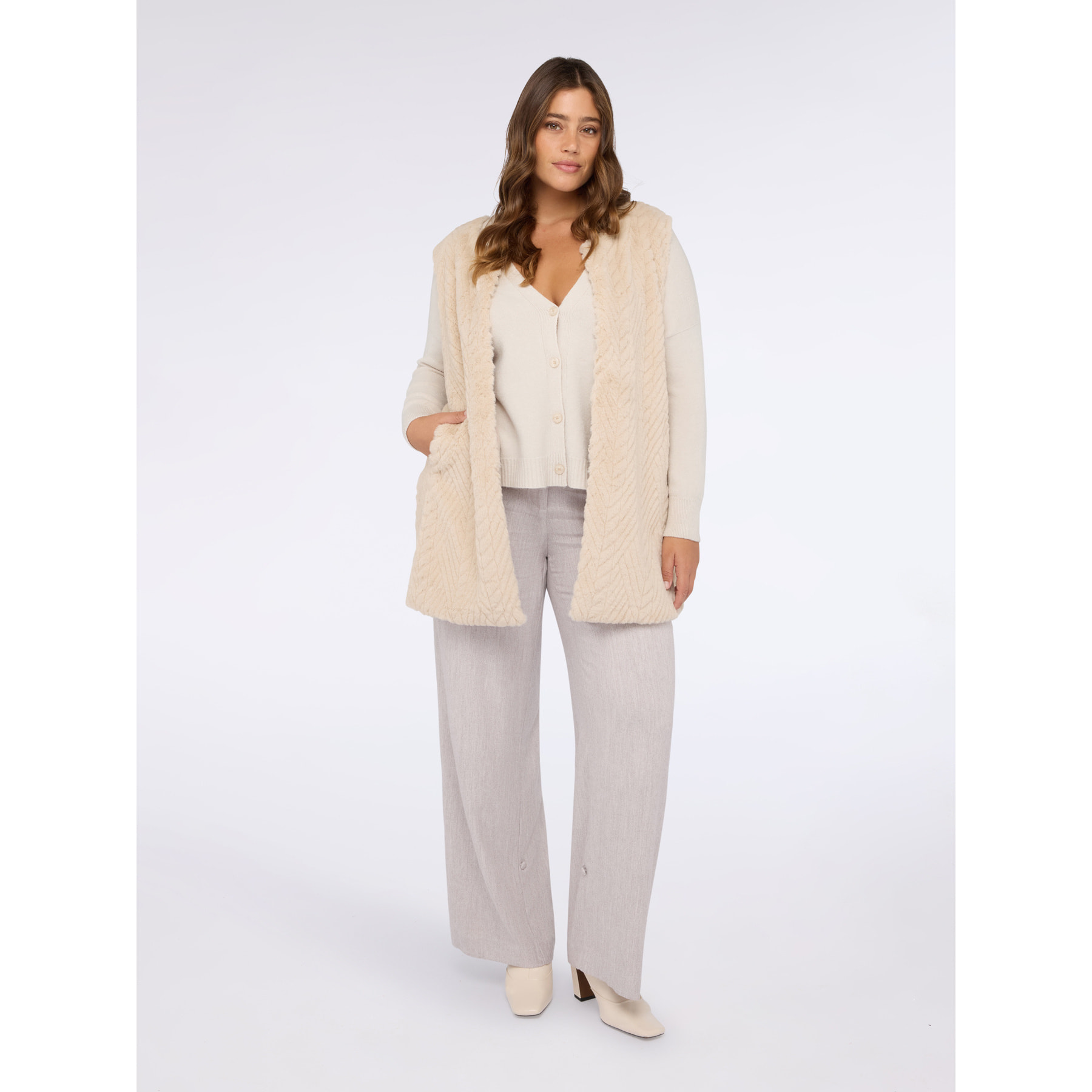 Fiorella Rubino - Gilet effetto peluche - Beige