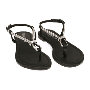 Sandalias planas de raso negro
