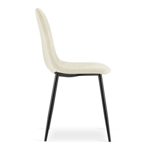 Sedia Asti in velluto beige con gambe nere