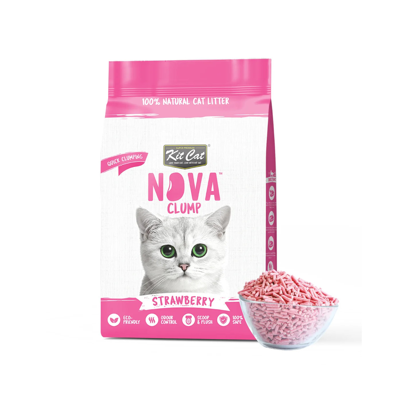 Kit Cat Arena Eco Nova - Strawberry 7 L Arena para gatos