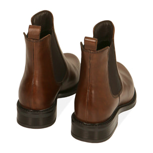 Chelsea boots cognac en piel, tacón 3,5 cm