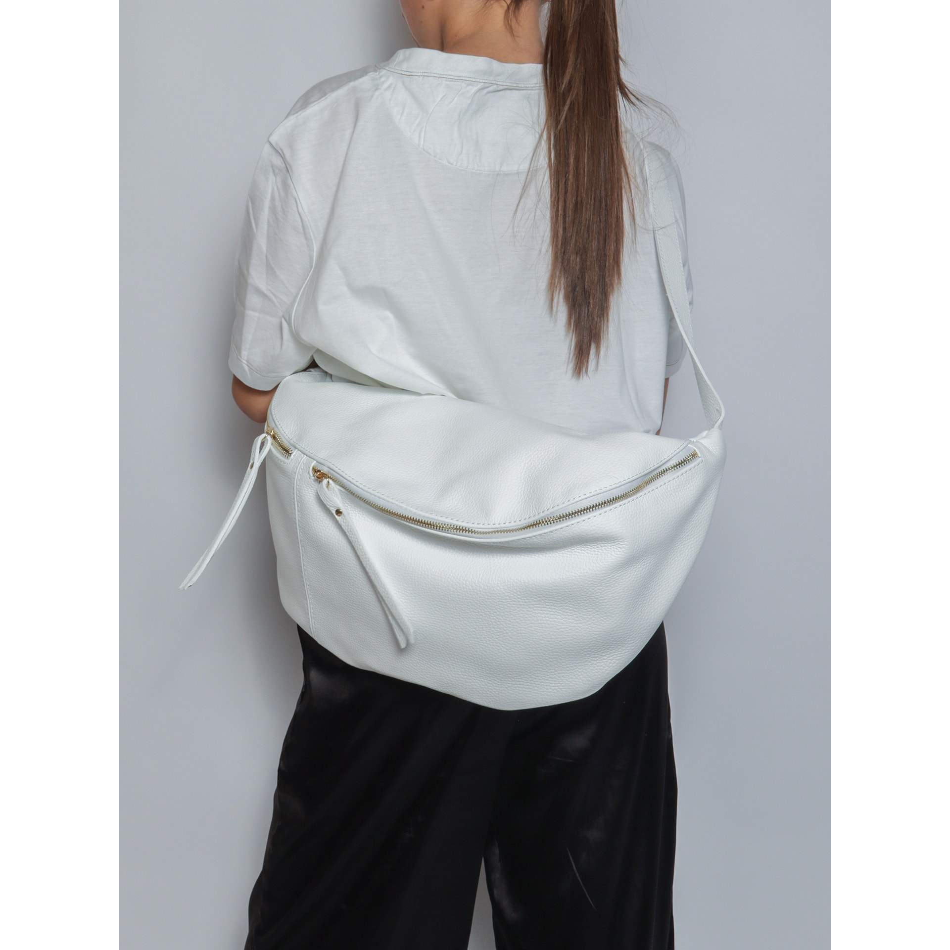 Borsa a tracolla da donna Made in Italy - Modello Caelia Plus - 100% pelle - 47.0 x 28.0 x 2.0 cm