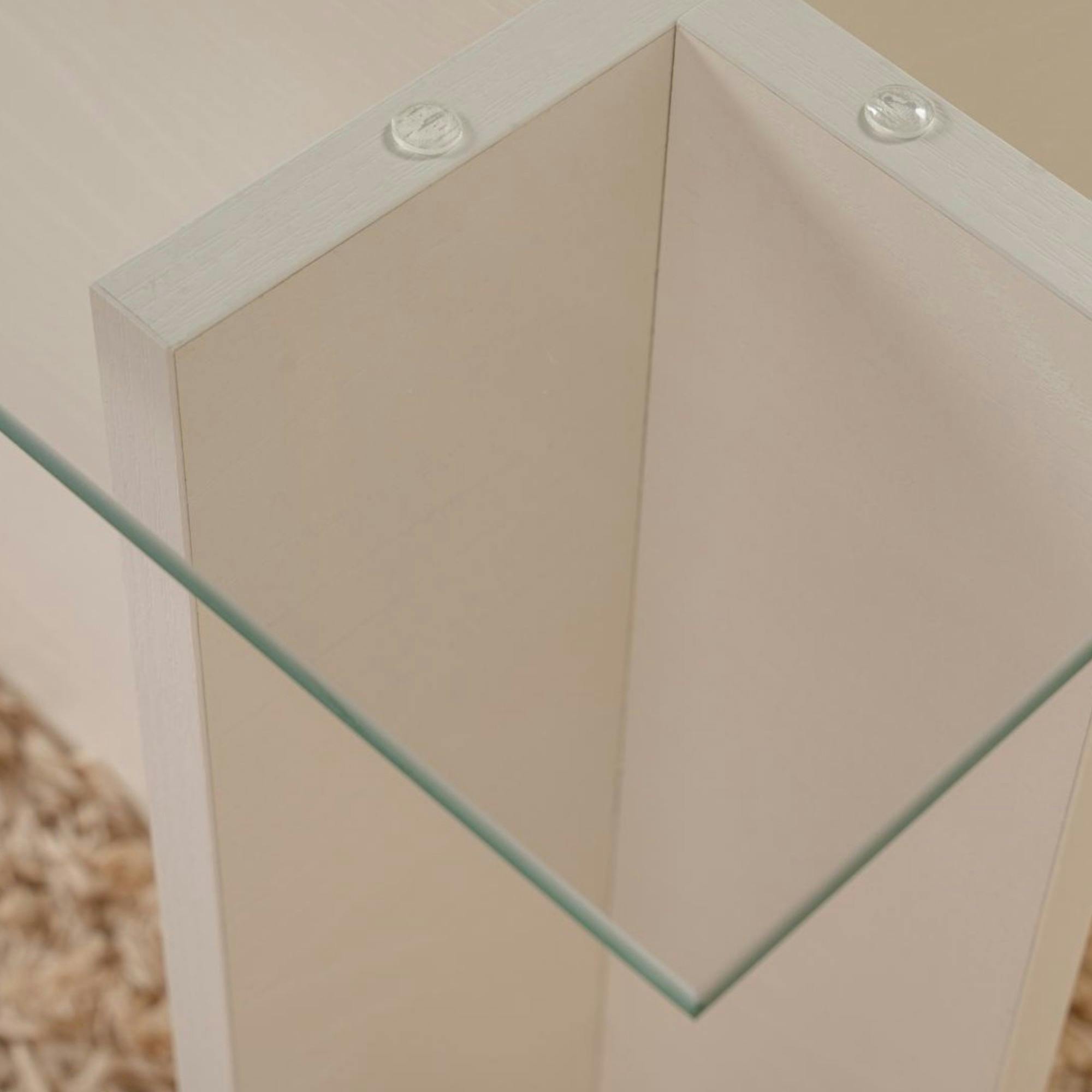Table basse verre déstructurée – effet bois blanc, H.40 cm SALTA
