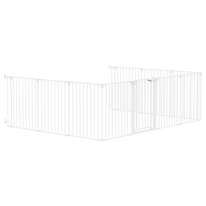 Barrière de sécurité pliable modulable max. L.610cm parc enclos 10 panneaux - porte double verrouillage - acier blanc