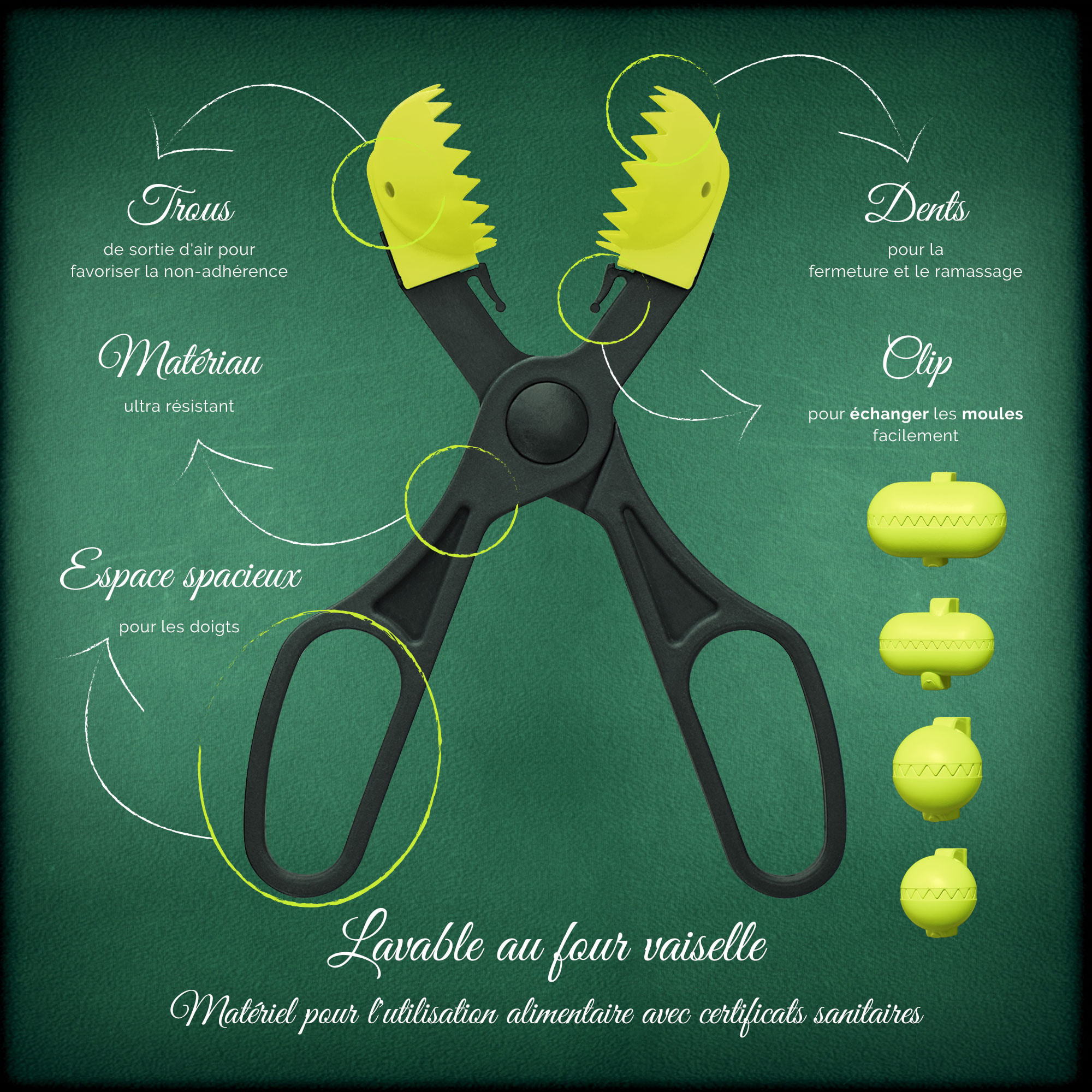 Pack utensilio multiusos con 4 moldes intercambiables color pistacho + 20 bandejas de conservación - La croquetera: patentado y fabricado en España