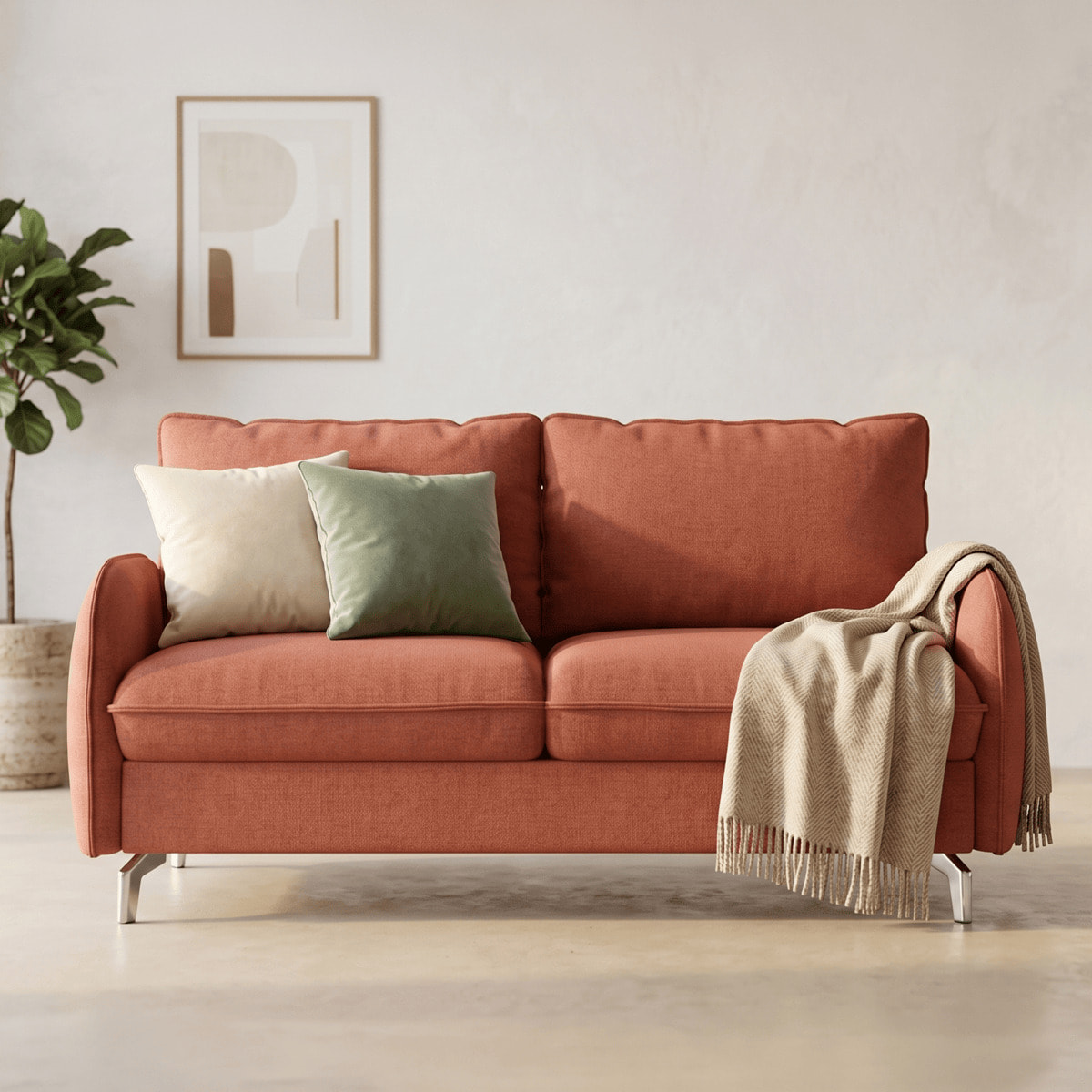 Canapé droit convertible 3 places en tissu chenille - ouverture express - NOVOLI